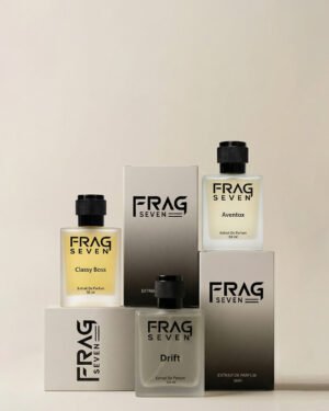 Home Frag Seven perfume combo featuring Classy Boss, Drift and Aventox bottles arranged together on a clean background